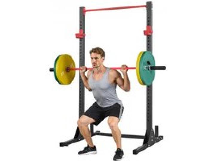 VEVOR Power Rack 362,87 kg Belastbar, multifunktionales Squat Rack für Heimfitnessstudio, Krafttrainingsgerät mit 28-fach verstellbaren J-Haken für Langhantel-Kniebeugen Klimmzüge Gewichtheben