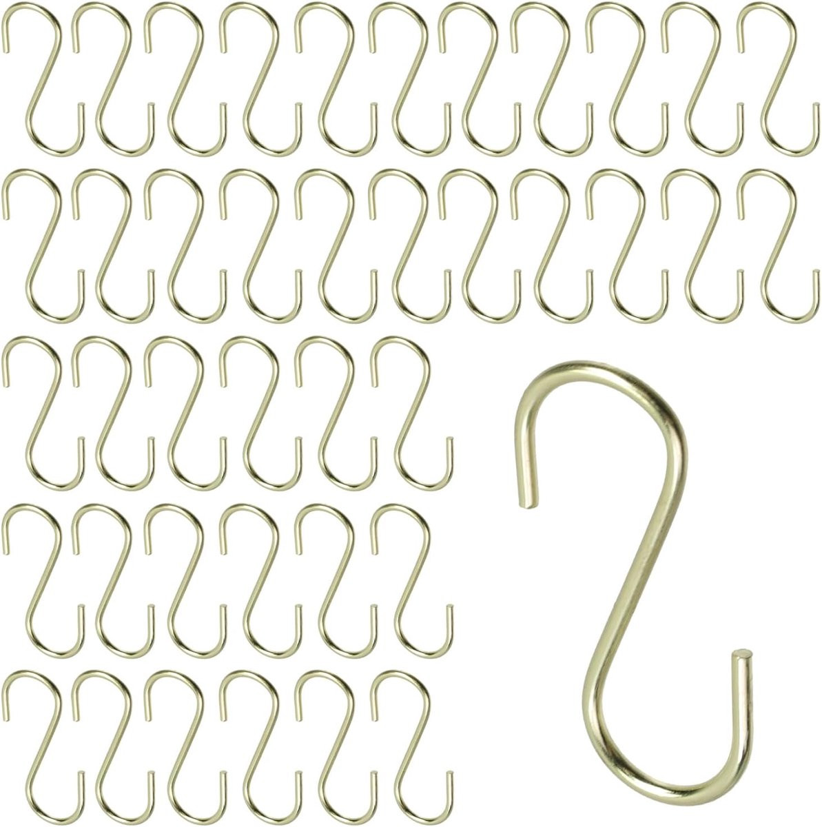 40x Goudkleurige S-haken van metaal voor sleutelhangers, sieraden en handtassen