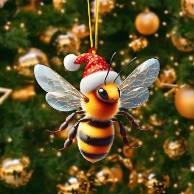 PRiME Tree Hanging Ornaments Cartoon, Christmas Tree Pendant Flat Acrylic, New Year Christmas Gifts, Holiday Home Decor bee