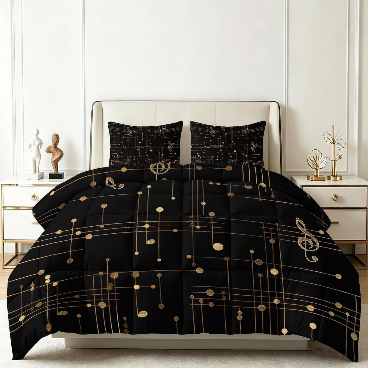 Goud Zomerdekbed met kussenslopen en print - Microfibre - 220 x 240 cm