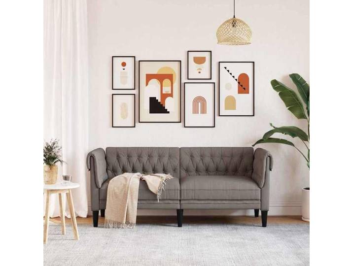 Promo printemps Canapé Chesterfield 2 places - SARAZYJ - Meuble de salon - 2 PERSONNES - taupe tissu - S4955376