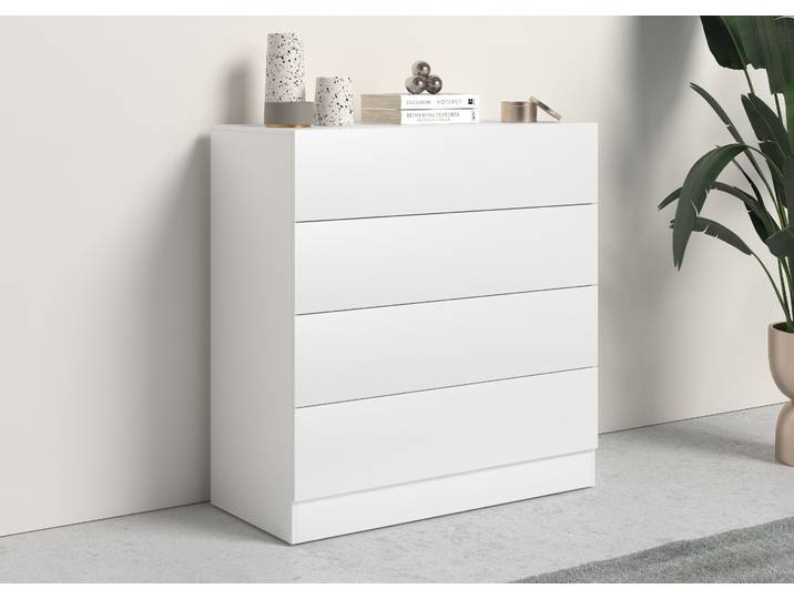 Kommode BORCHARDT MÖBEL Vaasa, Breite 76cm, Höhe 79cm, grifflos , weiss (weiß matt), B:76cm H:79cm T:35cm, Holzwerkstoff, Sideboards, Kommode, Sideboard Breite 76 cm, Höhe 79 cm, mit Push-to-open-Funktion