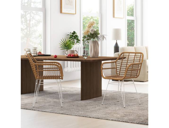 HOMCOM 2 Chaises Salle Manger Résine Acier Blanc