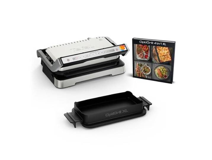 Tefal - Optigrill 4 en 1 XL - Grill intelligent grand format - 8 personnes Grill intelligent breveté - Fonction bbq four et repas complet - Cuisson automatique pour 8 personnes - 12 programmes
