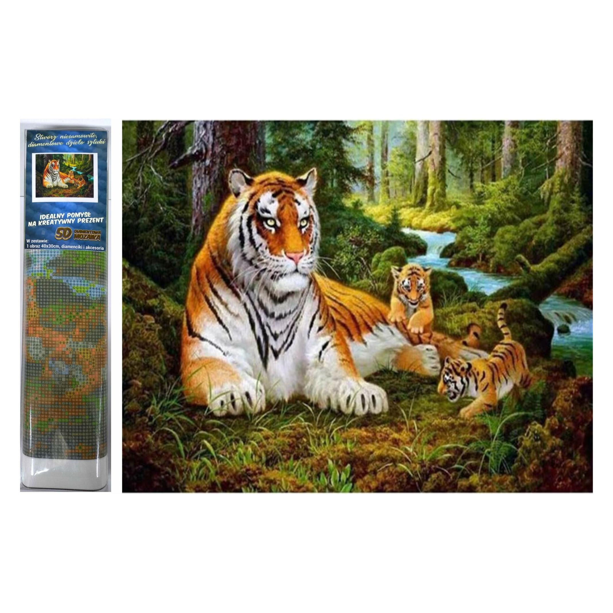 Norimpex Diamond Gemälde Tigerin mit Jungen 30x40cm (1005257)