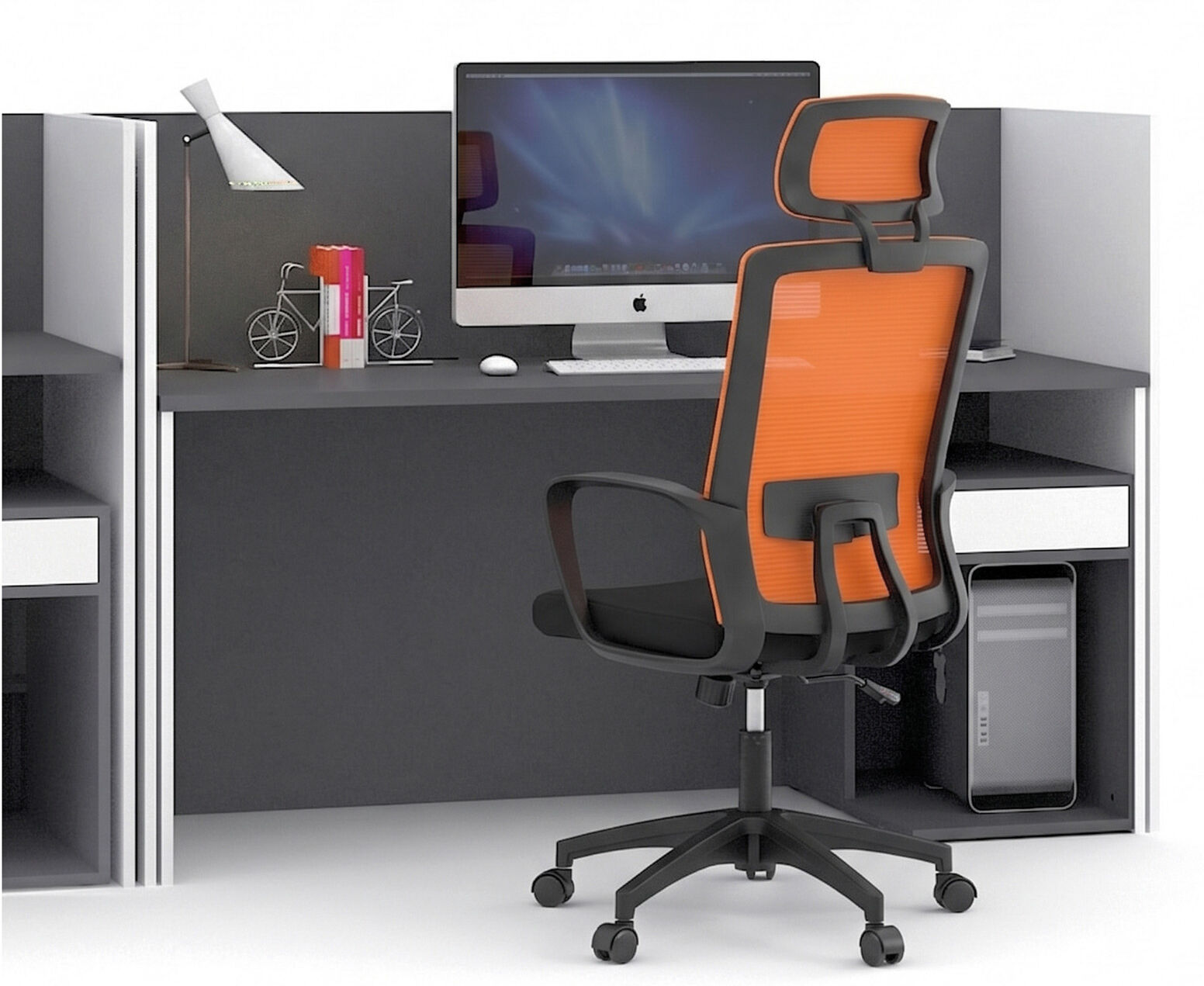 B2B Partner FUTURE-Büroset aus Schreibtisch und Paravent, 173,9x80x120 cm, Graphit