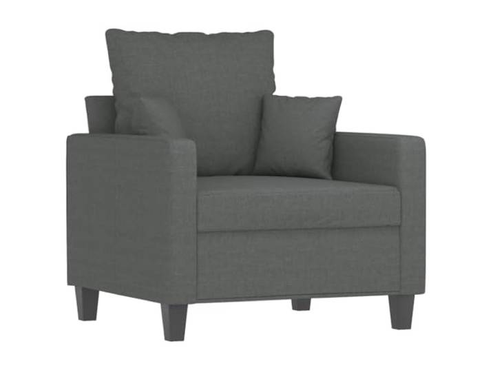 KTHLBRH 4-teiliges Sofaset mit dunkelgrauen Kissen aus Stoff Sessel mit quadratischem Kissen, Sofa mit Fußhocker, 2-Sitzer-Sofa, dunkelgrau