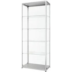 Showdown Displays Vitrine 80 cm breit eintürig silber, 80x200x40 cm