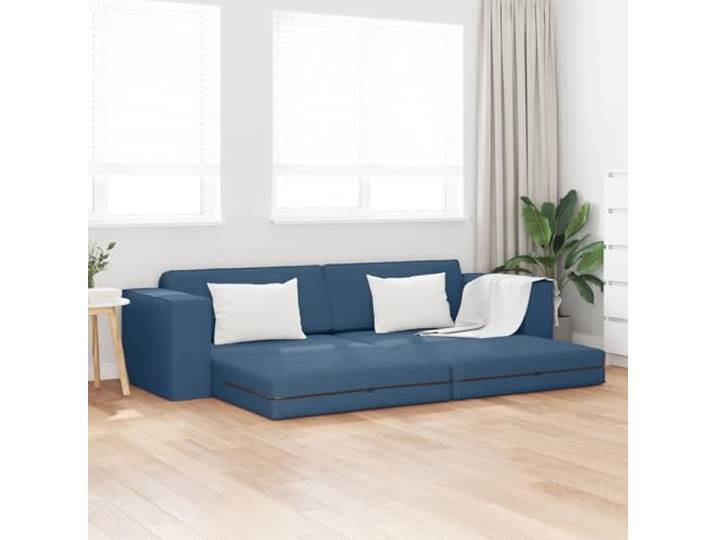 HEFZGDB Boden Schlafsofa 2-in-1 Blau 245x150x60.5 cm Stoff Bettgarnitur Wohnzimmer Lounge Sitzgelegenheit Entspannung Übernachtung geräumig Komfort Platz für 3 Personen Navy blau