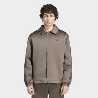Outdoorjacke ADIDAS ORIGINALS "3S JKT", Herren, Gr. S, braun (branch), Obermaterial: 100% Polyester, Jacken Outdoorjacke, wattiertes Design, ohne Verschluss, mit Tailoring-Details