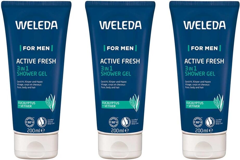 Weleda For Men Active Fresh 3in1 Shower Gel 3x200ml