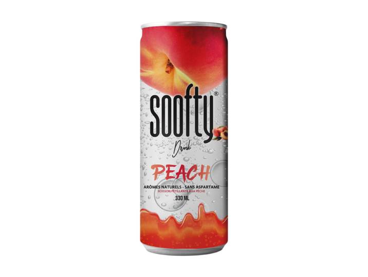 Soofty Drink Boisson Pétillante à la Pêche 330 ml (Lot de 24) - Soda Rafraîchissant à la Pêche