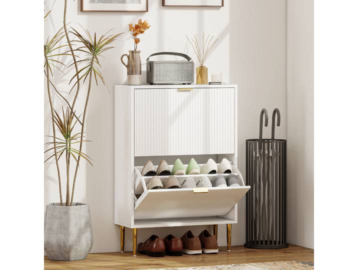 HOMCOM Meuble à Chaussures 12 Paires avec Tiroirs Blanc
