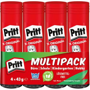 Pritt Klebestift Stick, PK8MP, 43g, lösungsmittelfrei, 4 Stück