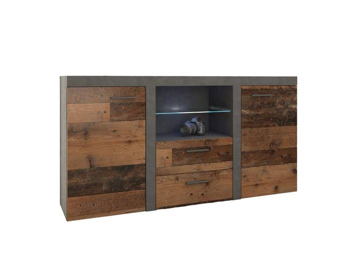 SIDEBOARD RITMO 156/82/40 cm mit 2 Schubladen 2 Türen Hellgrau