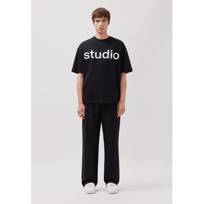 T-Shirt STUDIO SEIDENSTICKER "Studio", Herren, Gr. L, schwarz, 100% Baumwolle, unifarben, oversize, Rundhals, Shirts T-Shirt, 1/2 Rundhals