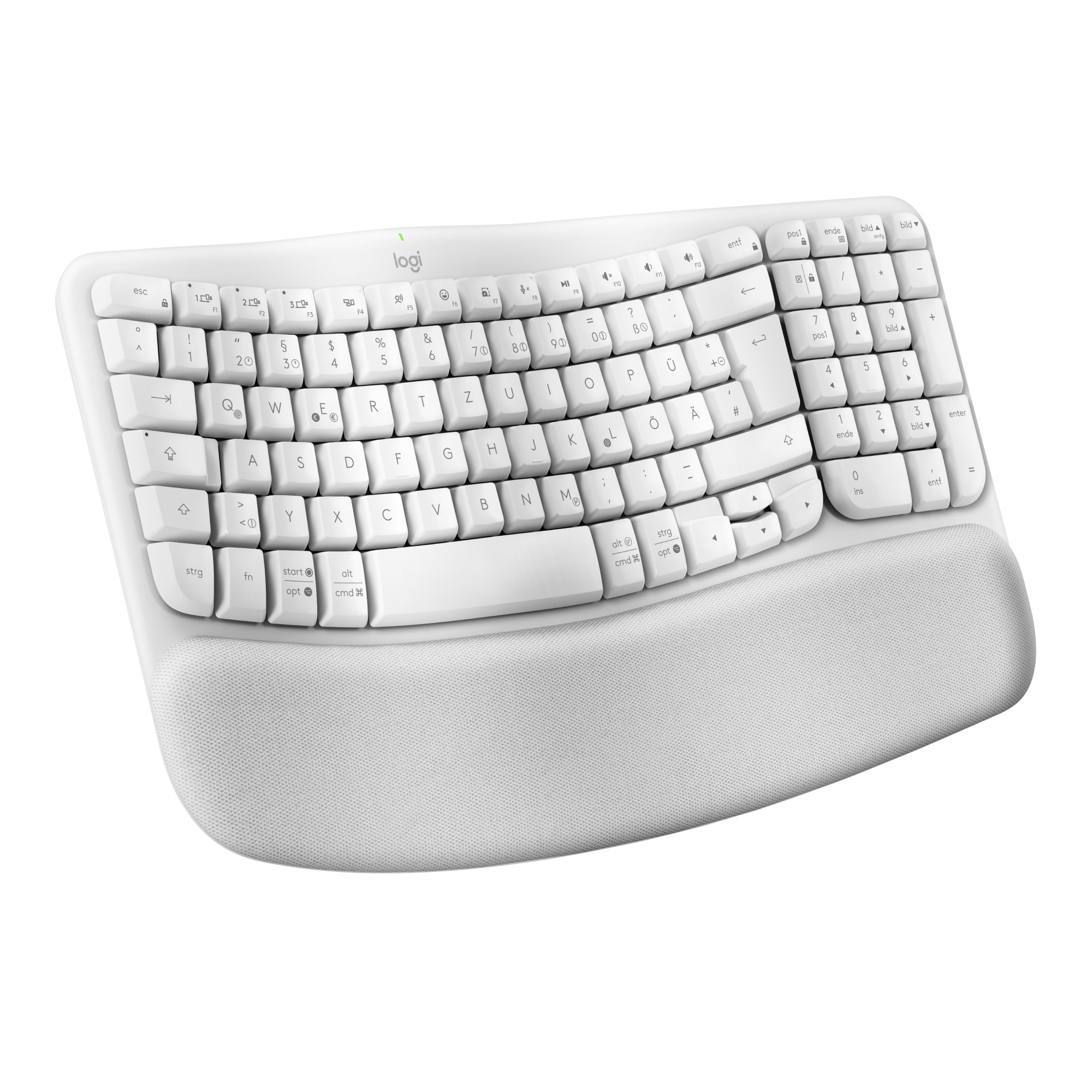 Logitech Wave Keys for Mac Off-White DE-Layout - Kabellose ergonomische Tastatur 920-012404