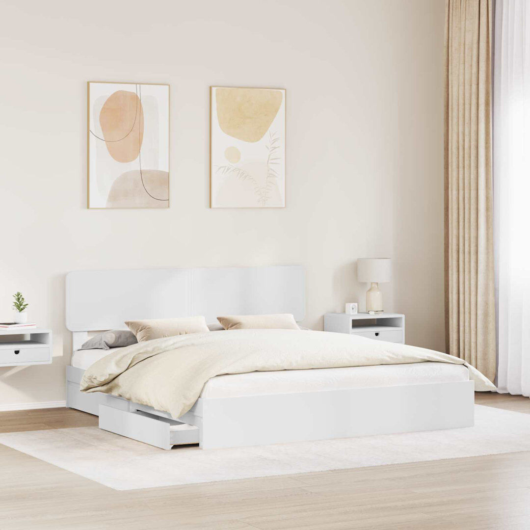 17 Stories Bed Frame White Kingsize (5')