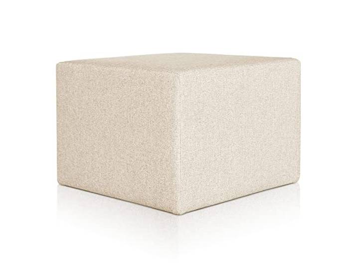 Deshome Pouf hocker Fußstütze 63x63x44 cm Wasserabweisender Stoff: Modernes Design Pouf für Sofa Wohnzimmer Schlafzimmer, Puff hocker, Pouffe Minerva Beige