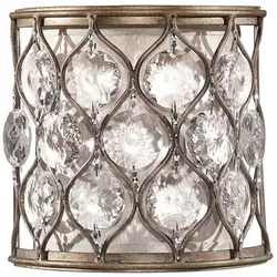 Wandlampe Leuchte Kristalle Stahl H 20,3 cm Flurleuchte 1 Flammig Treppenlampe