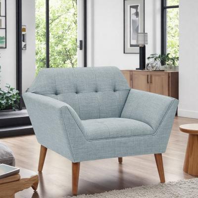 "37"" Polyester Lounge Chair with Button Tufted Backrest and Armrests and Solid Wood Legs"