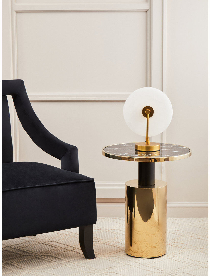 Canora Grey Bhodi Glass Top End Table Black 50cm H X 46cm W X 46cm D