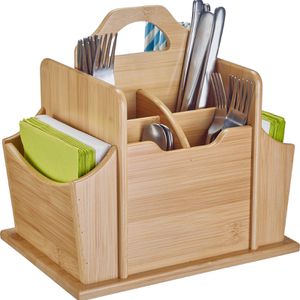 Westmark Besteckhalter Tapas + Friends, Bambus, 23,5 x 23 x 17,7 cm, braun, mit 7 Fächern
