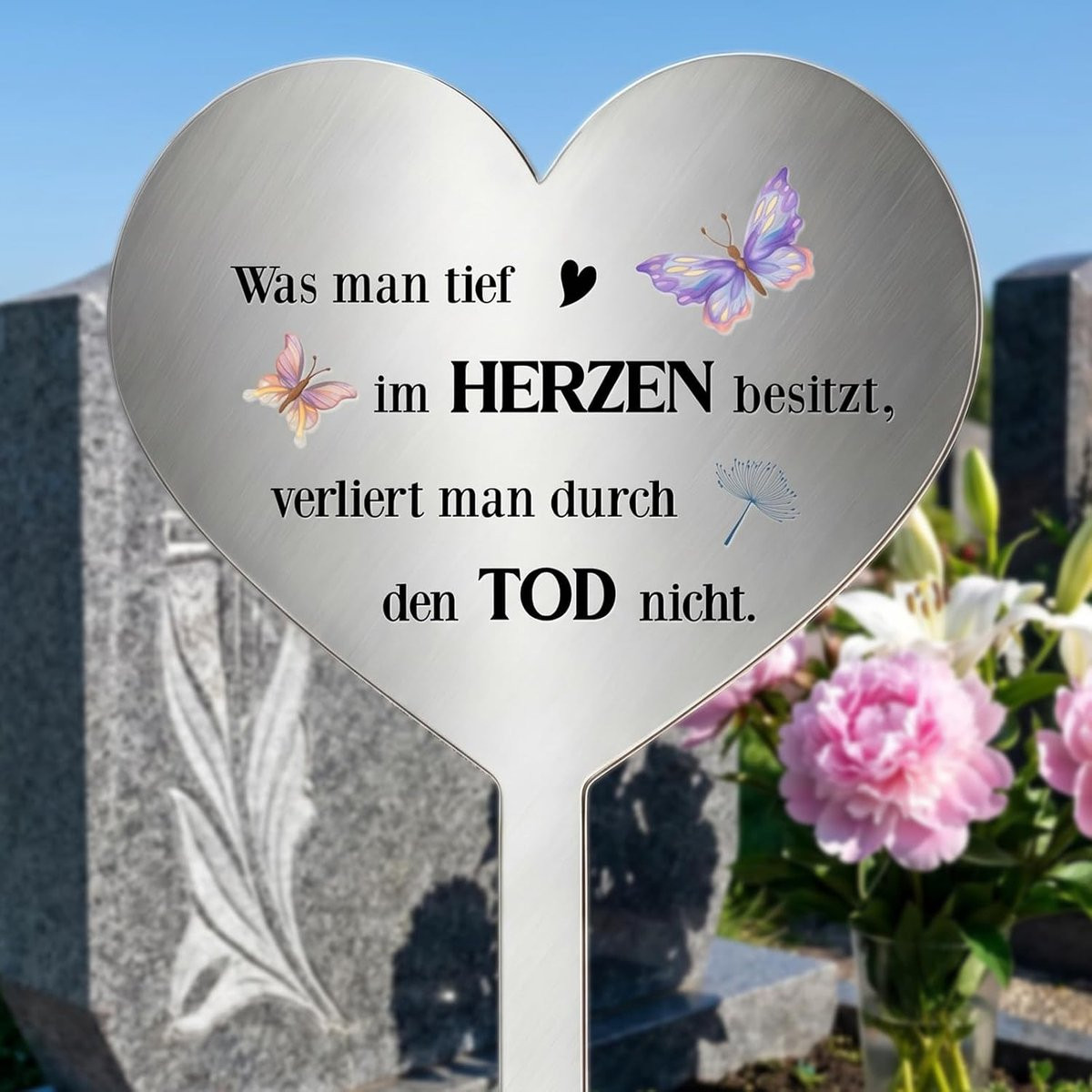 Weerbestendige metalen hart grafdecoratie voor op begraafplaatsen