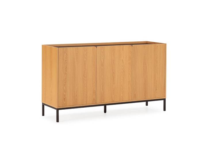 Sideboard Curva 3 türen Eichenfarbe, Honigeiche, Rechteckig, 140x80x40 cm, Kleinmöbel, Kommoden, Sideboards