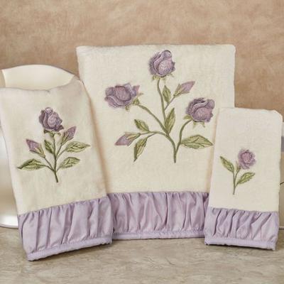 Touch of Class Lavender Rose Bath Towel Set Bath Hand Fingertip, Bath Hand Fingertip, Lavender