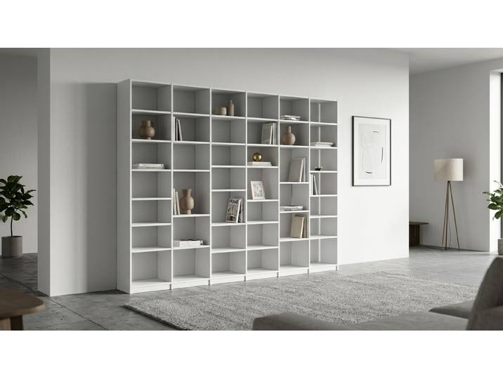 Bibliothèque blanche sur mesure Pickawood™ MDF mélaminé MDF Blanc mat