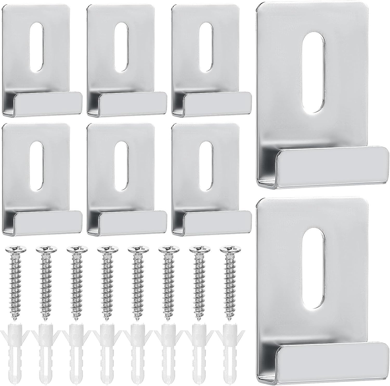 Set van 8 stalen spiegelclips voor wandmontage - Zware klemmen voor frameloze spiegels