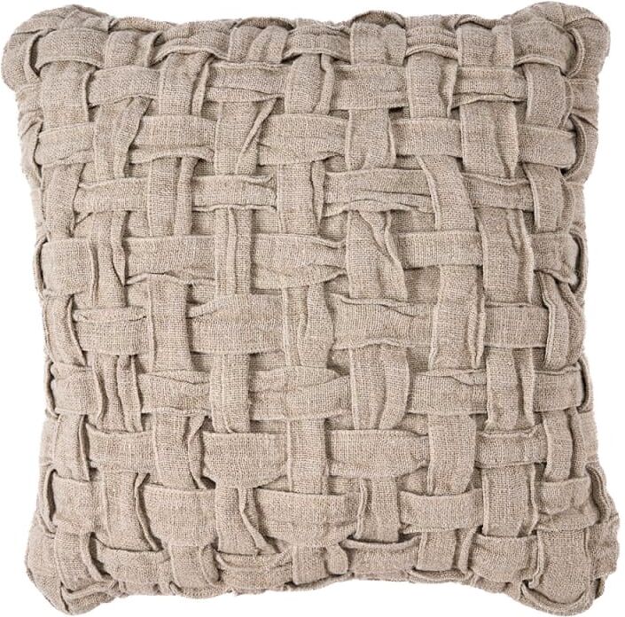 Bazar Bizar Housse de coussin lin marron 50x50x3cm Beige 50x3x50cm