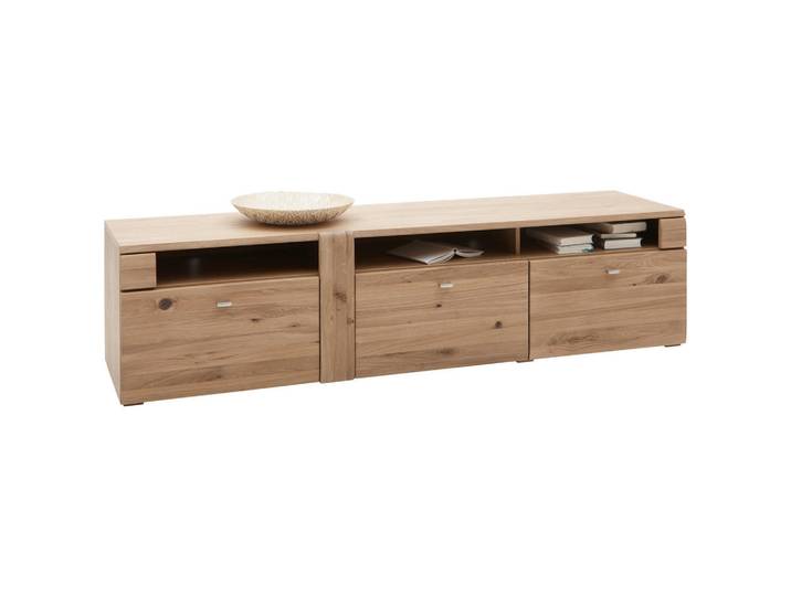 Voleo Lowboard, Eichefarben, Holz, Holzwerkstoff, Eiche, furniert, massiv,massiv,furniert, 3 Schublade(n) Schubladen, 191x48x51 cm, erweiterbar, Beimöbel erhältlich, Wohnzimmer, TV Möbel, Lowboards