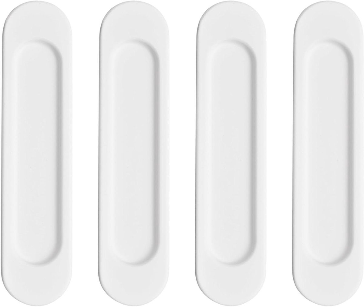 E-Ambar Set van 4 Zelfklevende Ovale Schuifdeurhandvatten - Warm Wit Aluminium - 15 cm