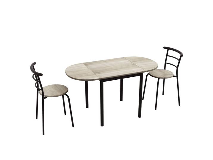 Ensemble table à manger extensible 3 pièces style industriel