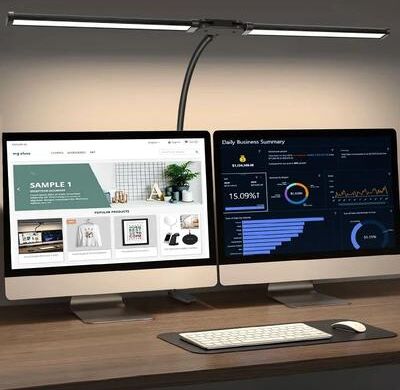 Uplift Essentials Dual Head LED Architect Desk Lamp With Monitor Clip double head Black