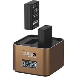 Hähnel ProCube 3 Twin (Kamera Akku Ladegerät), Kamera Stromversorgung, Schwarz, Gold