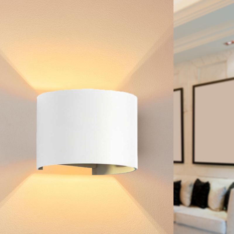 Optonica Applique Murale Blanche LED 6W IP54 Rond - Blanc Chaud 2300K - 3500K