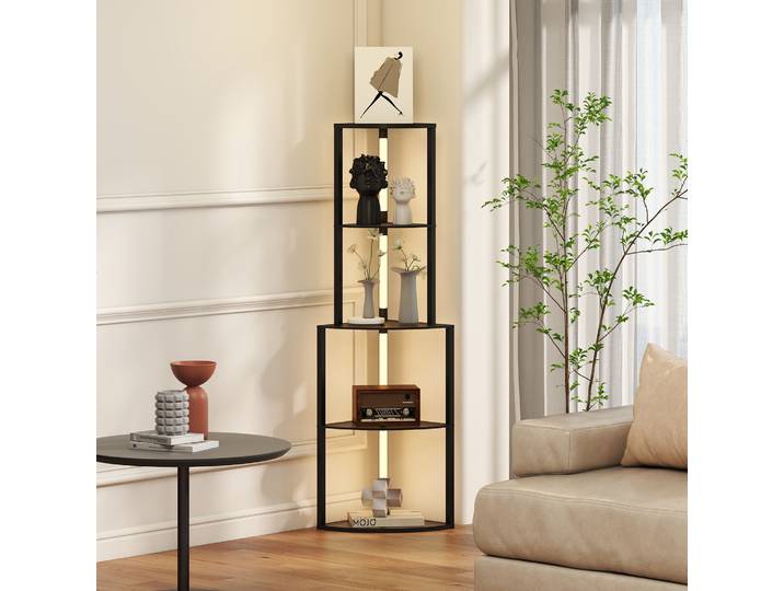 HOMCOM Lampadaire Salon avec Étagères 4 Niveaux, Noir