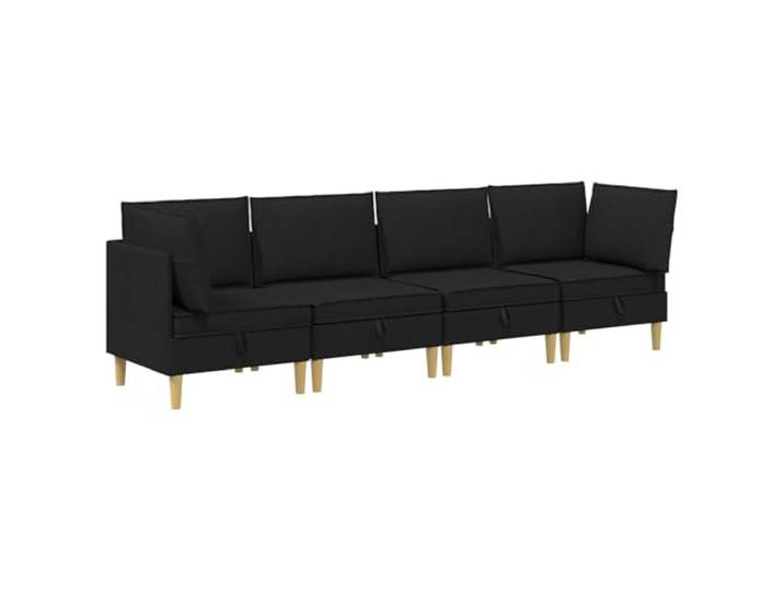 PUGYNBK Modulares Sofa-Set mit Aufbewahrung, 4 Stück, Schwarz, Stoff Sperrholzrahmen, Kissen aus Polyester, abnehmbare Bezüge, flexible Aufteilung