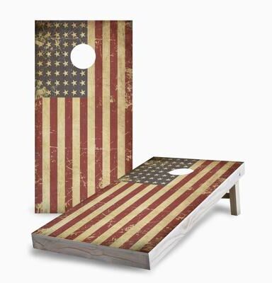 Skip's Garage Grunge American Flag Cornhole Boards