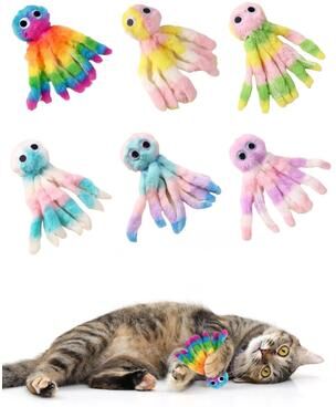 Uplift Treasures Octopus Plush Cat Toy For Interactive Chewing And Kicking Fun e