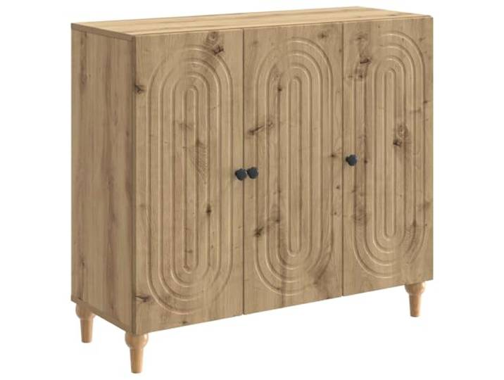 Fisinber Sideboard Artisan-Eiche 89x34,5x80 cm Holzwerkstoff Kommode Vielseitiger Schrank für Flur, Küche und Büro. Struktureller Stauraum mit 3 Schwenktüren und pflegeleichter Oberfläche.