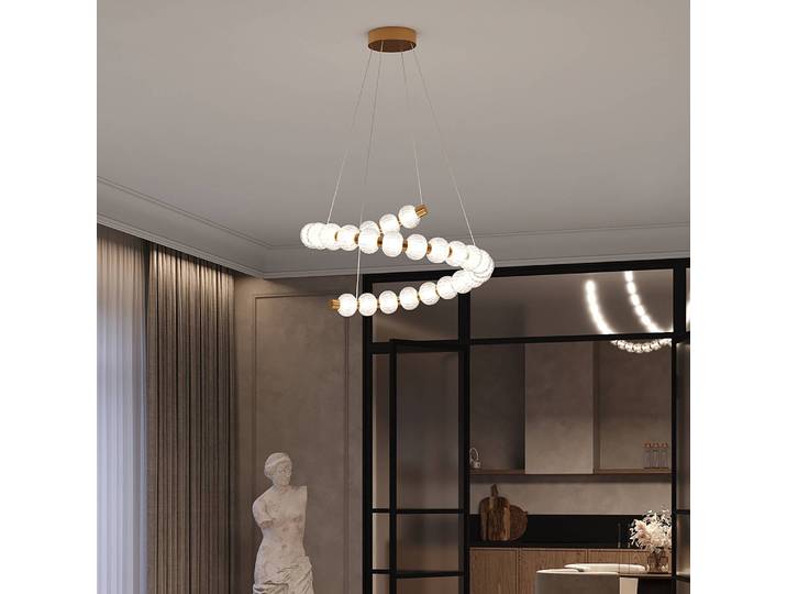 LED-Pendelleuchte Amulet Ø 80cm Gold Mischmetall, Klarglas & Silikon LED LED-Platine