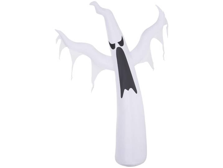 Homcom Halloween Dekoration Selbstaufblasendes Spuk Gespenst Geist LED Beleuchtet Weiß, Kunststoff, 30x180x130 cm, Dekoration
