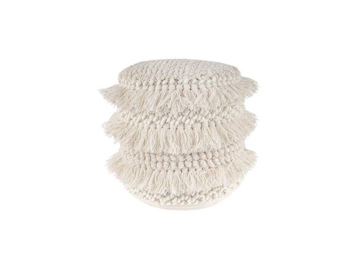 Kayoom Pouf, Creme, Textil, Struktur, Füllung: EPS Mikroperlen, 35x35x35 cm, Poufs