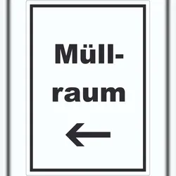 HB-Druck Müllraum Aufkleber mit Text Richtungspfeil links Abfall Mülltrennung hochkant A6 (105x148mm)