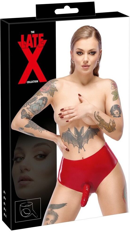 Late X Slip en latex avec dildo intégré