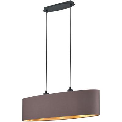 OTTO HOME Pendelleuchte "Jerrett", grau (taupe), 2, H: 150cm, 1 Stk., Leuchten, Hängeleuchte 2-flammig, Schirm taupe und innen goldfarbig, Pendelleuchte
